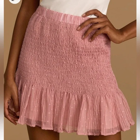 Chic Treatment Mauve Pink Swiss Dot Smocked Chiffon Mini Skirt NWT - Picture 7 of 7